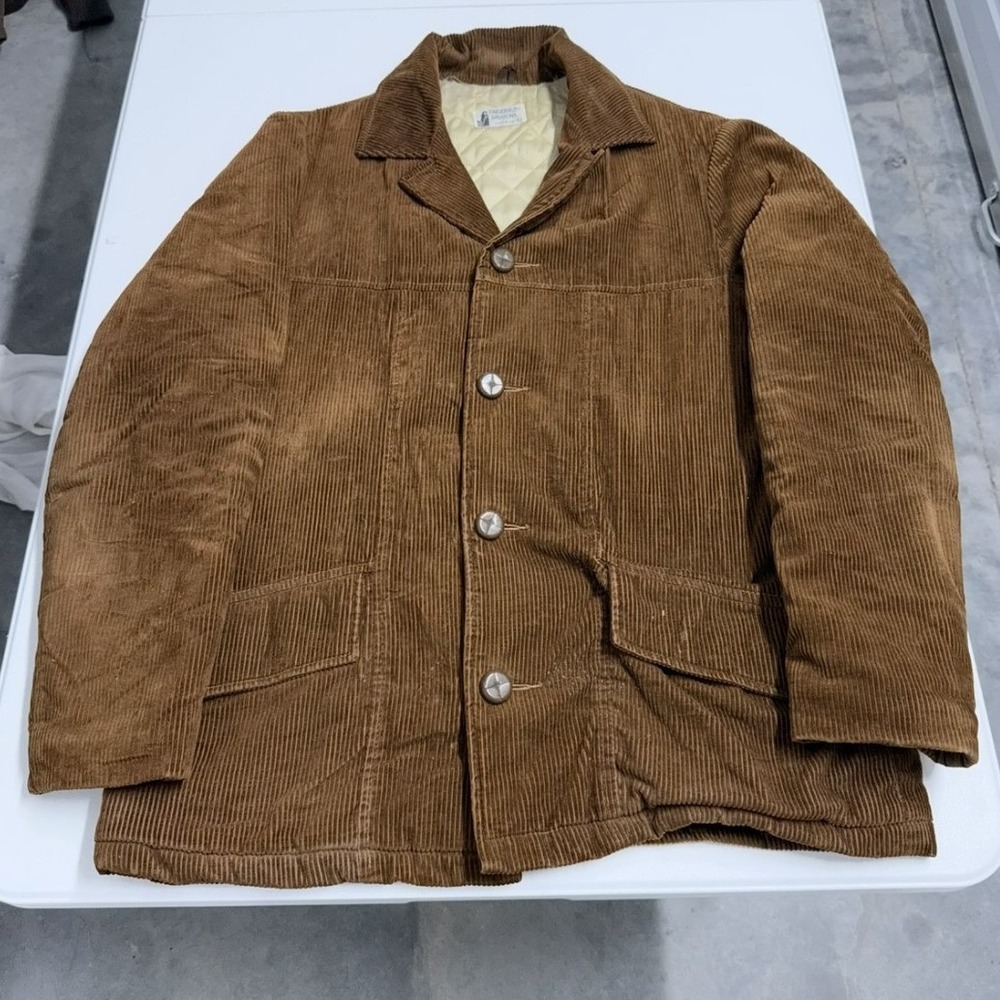Vintage Fingerhut Fashions Brown Corduroy Quilted Jacket Mens 42 Made in USA